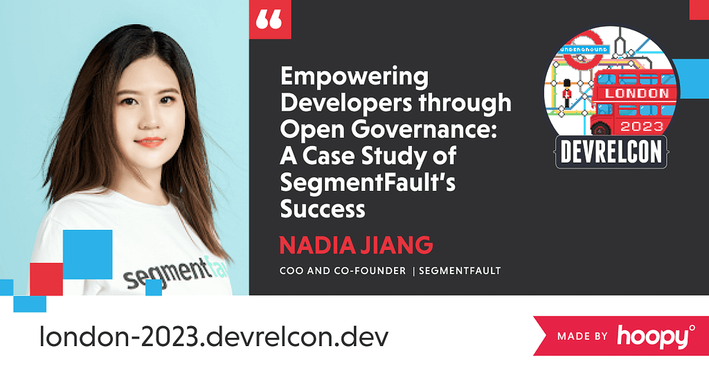Nadia Jiang is speaking at DevRelCon London 2023