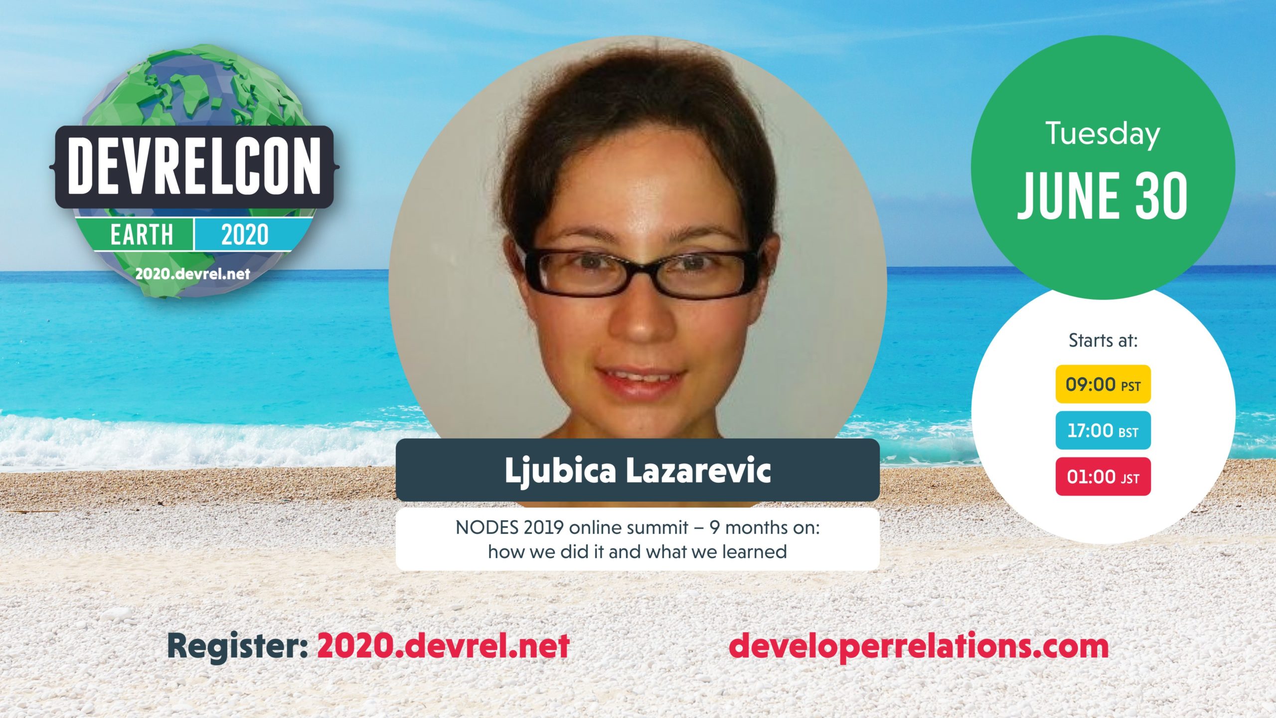 Ljubica Lazarevic speaking at DevRelCon Earth 2020