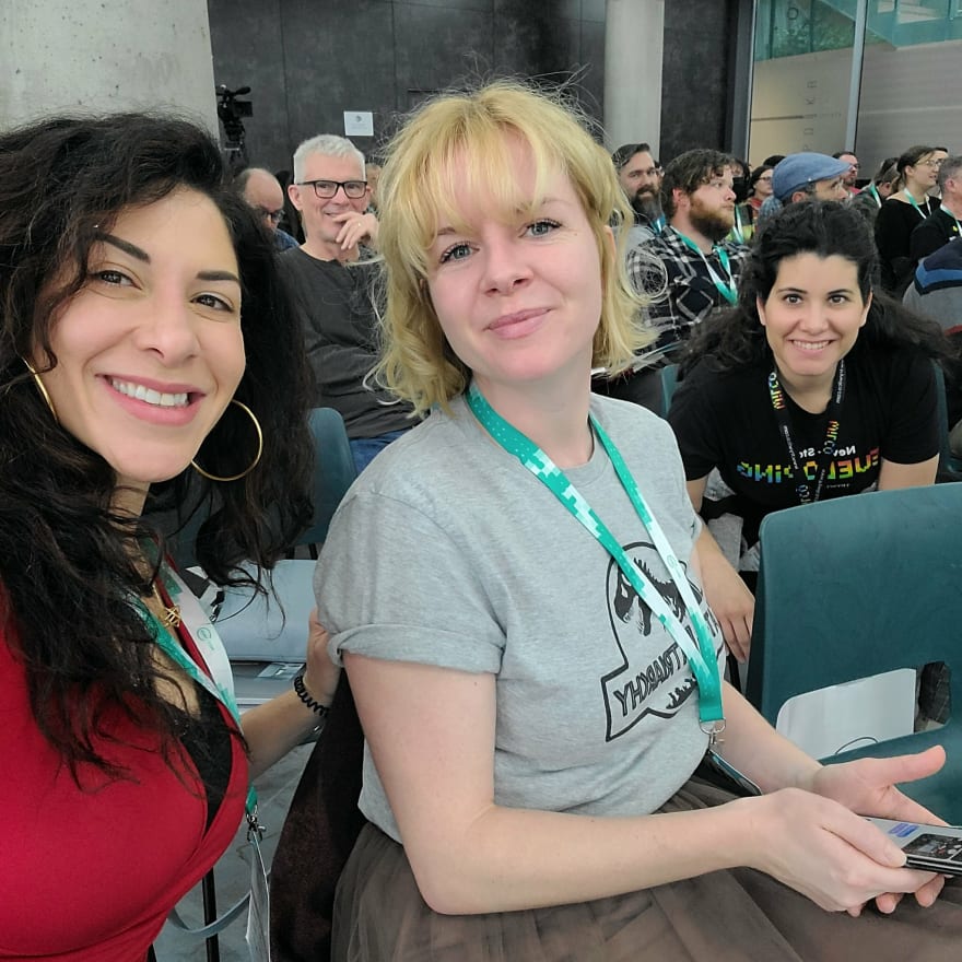 Karin Wolok, Floor Drees, and Eti Noked and DevRelCon Prague